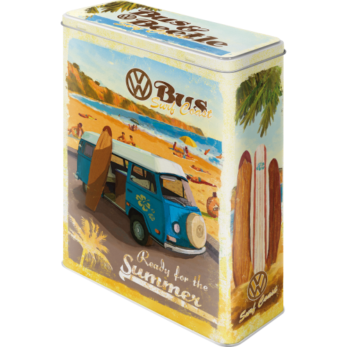 VW Bus ‘Summer Beach’ — Retro Metallic Food Storage Container