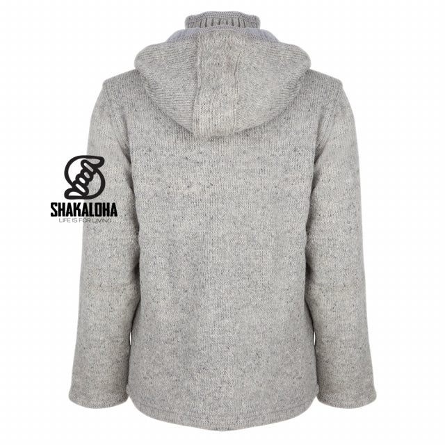 Beige Woollen Cardigan with a Detachable Hood
