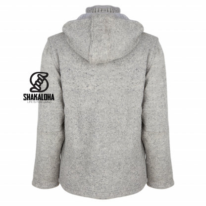Beige Woollen Cardigan with a Detachable Hood
