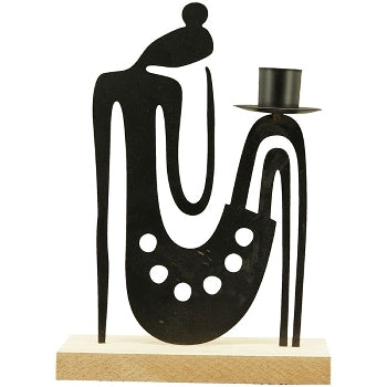 Black Metal & MDF Candle Holder