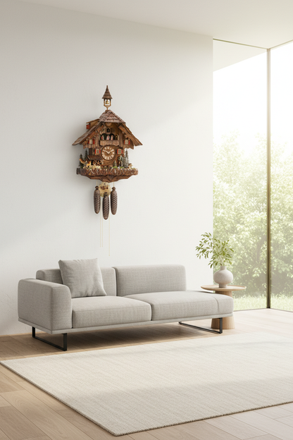 Cuckoo clock in a modern light-filled house
