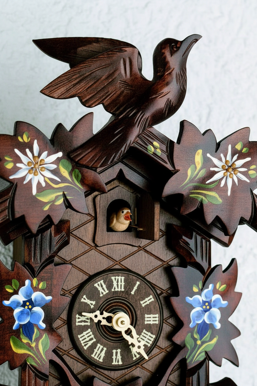 Black Forest Cuckoo Clock - Bird and Cuckoo Door Close-up