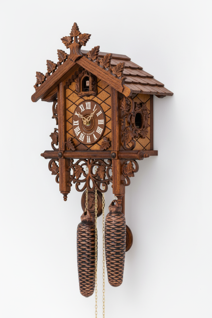 Black Forest Cuckoo Clock - Side Angle View