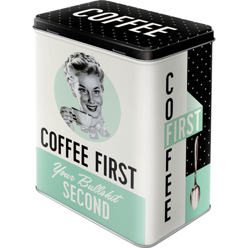 Coffee First Retro Metallic Storage Tin