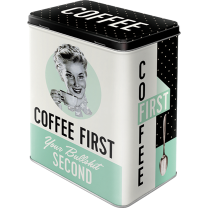 Coffee First Retro Metallic Storage Tin