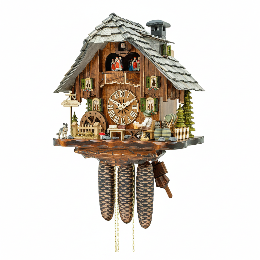 Black Forest Cuckoo Clock - Beer Garden Side Angle