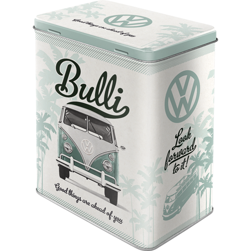 VW Bulli 'Good Things Are Ahead Of You' Retro Metallic Storage Tin