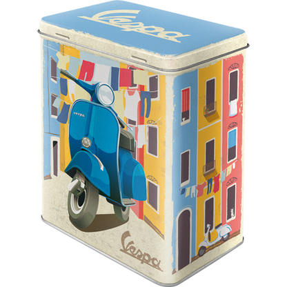Vespa 'Italian Street Scene' Retro Metallic Storage Tin