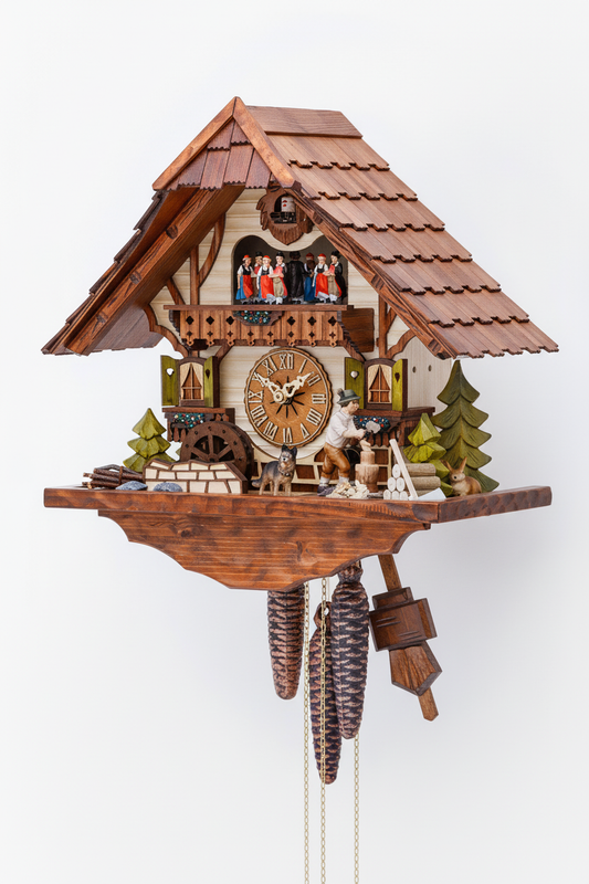 1-Day Musical Black Forest Cuckoo Clock - Side Angle View