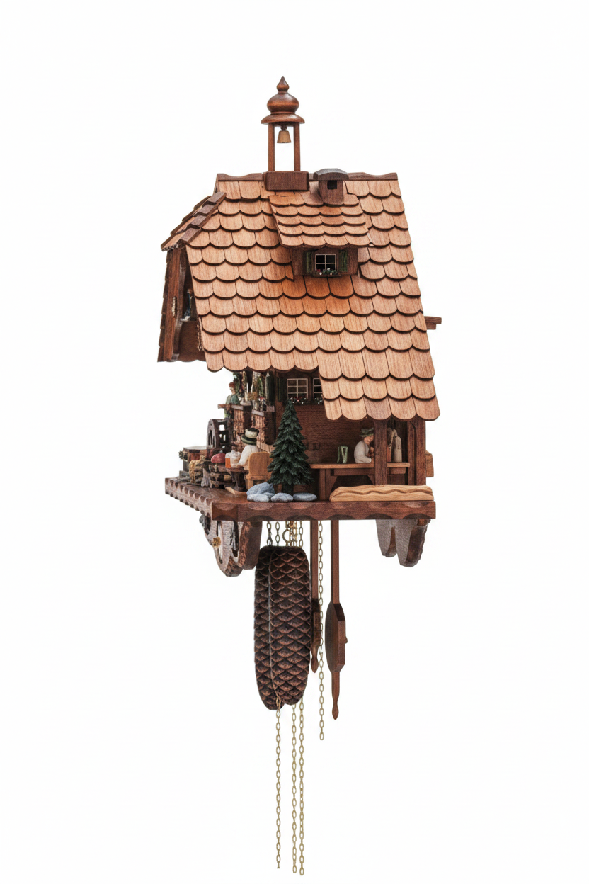 Hekas 3771/8 EX 8-day musical cuckoo clock, right side profile view