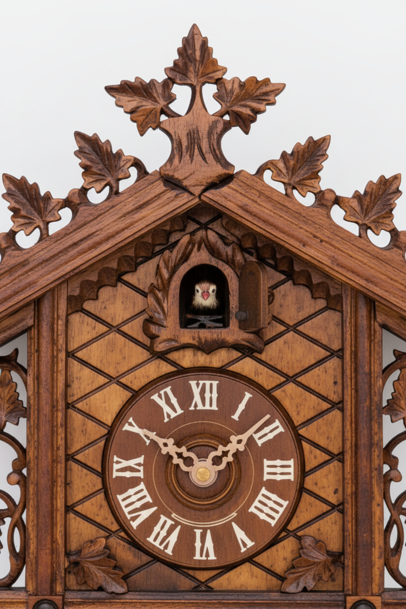 Black Forest Cuckoo Clock - Carved Detail Close-up