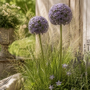 Purple Metal Allium Garden Stake