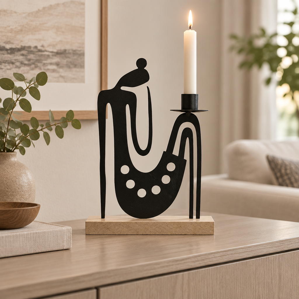 Sobre candle holder in a styled room