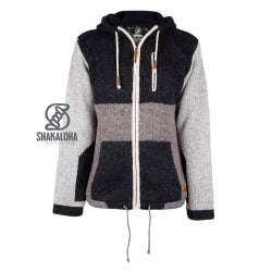 Grey/Brown/Black Men's Woollen Jacket With Detachable Hood