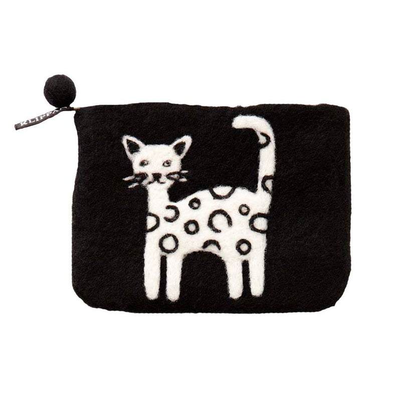 Felted purse Cat black - Cuckoos Nest