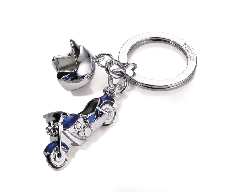 Keyring Motor Bike with Helmet Blue - Cuckoos Nest