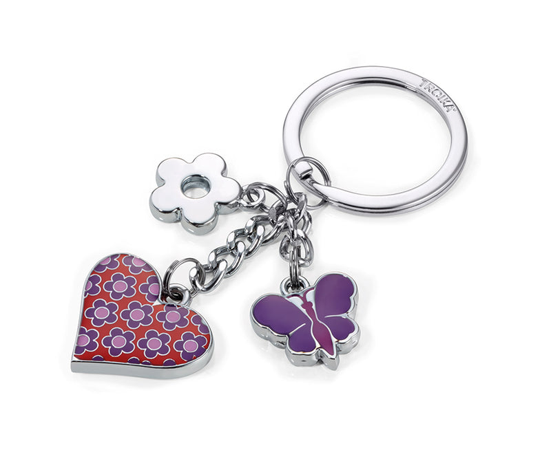Keyring with 3 charms PINK HEART - Cuckoos Nest